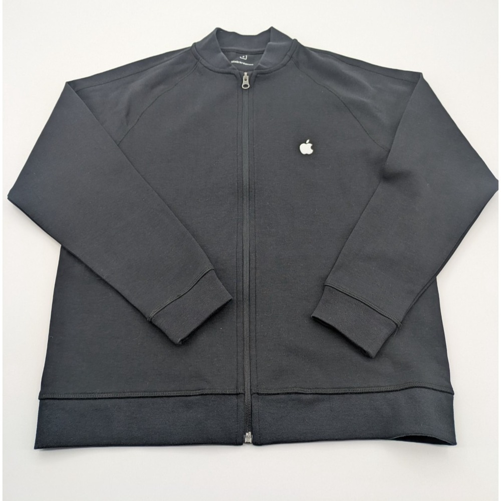 Apple Store Employee‎ Bomber Jacket Mens Small Black White Logo Full Zip Preppy